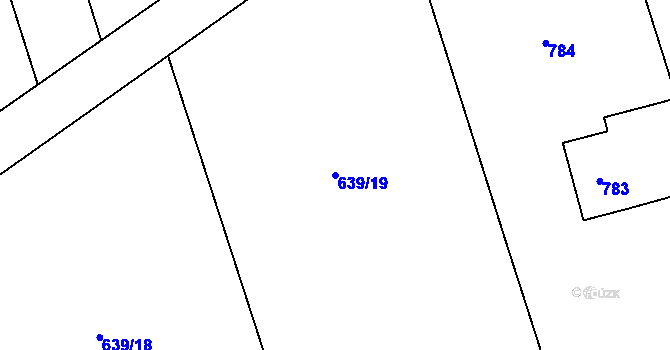 Parcela st. 639/19 v KÚ Těchov, Katastrální mapa