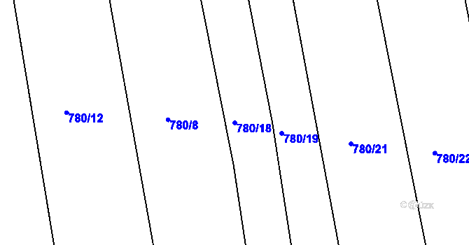 Parcela st. 780/18 v KÚ Těchov, Katastrální mapa