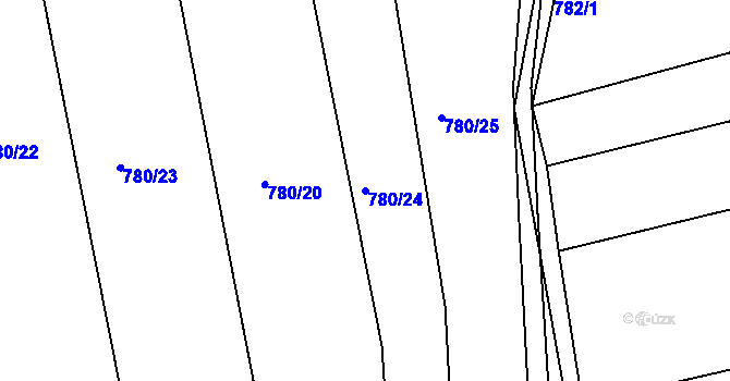 Parcela st. 780/24 v KÚ Těchov, Katastrální mapa