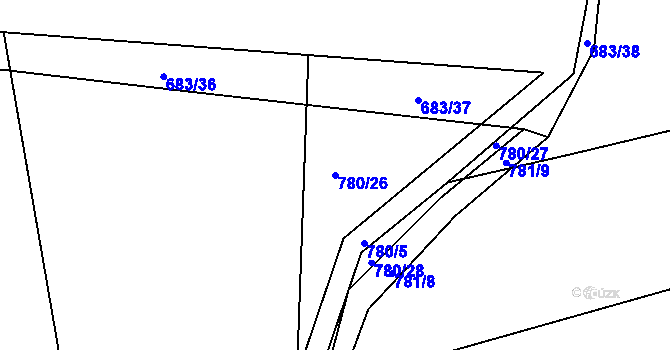 Parcela st. 780/26 v KÚ Těchov, Katastrální mapa
