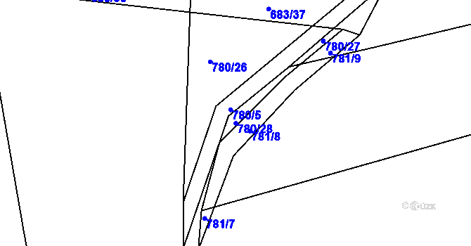 Parcela st. 780/28 v KÚ Těchov, Katastrální mapa