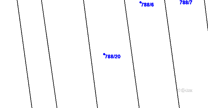 Parcela st. 788/20 v KÚ Těchov, Katastrální mapa