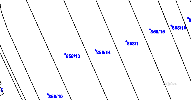 Parcela st. 858/14 v KÚ Těchov, Katastrální mapa