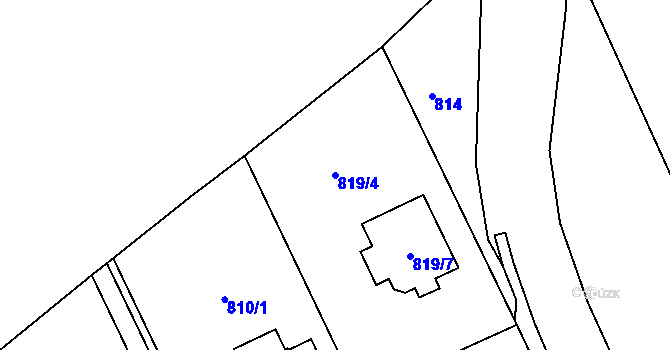 Parcela st. 819/4 v KÚ Těchov, Katastrální mapa