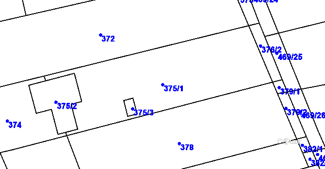 Parcela st. 375/1 v KÚ Těchov, Katastrální mapa