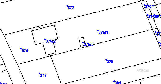 Parcela st. 375/3 v KÚ Těchov, Katastrální mapa
