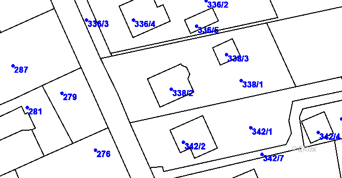 Parcela st. 338/2 v KÚ Těchov, Katastrální mapa