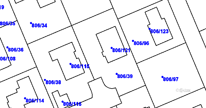 Parcela st. 806/39 v KÚ Těchov, Katastrální mapa