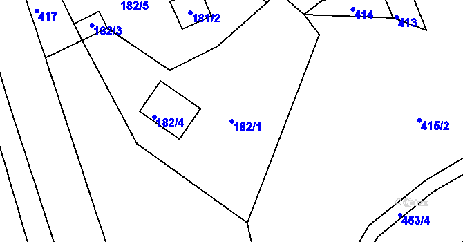 Parcela st. 182/1 v KÚ Těchov, Katastrální mapa