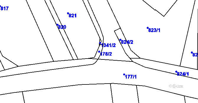 Parcela st. 178/2 v KÚ Těchov, Katastrální mapa