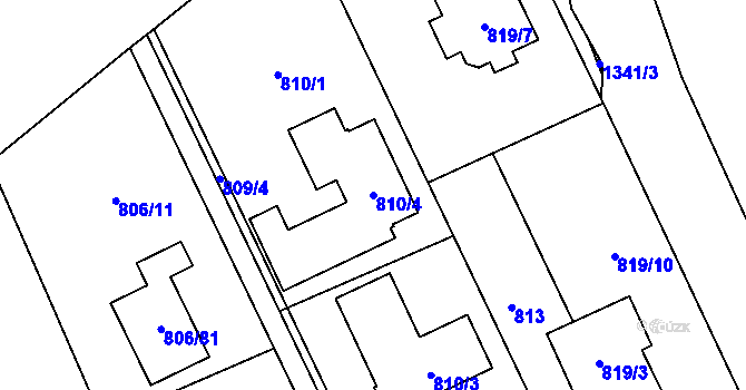 Parcela st. 810/4 v KÚ Těchov, Katastrální mapa