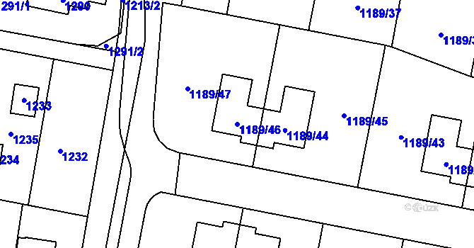 Parcela st. 1189/46 v KÚ Těchov, Katastrální mapa