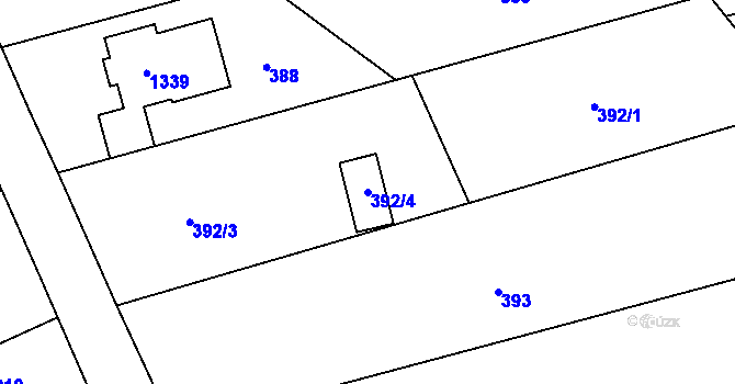 Parcela st. 392/4 v KÚ Těchov, Katastrální mapa
