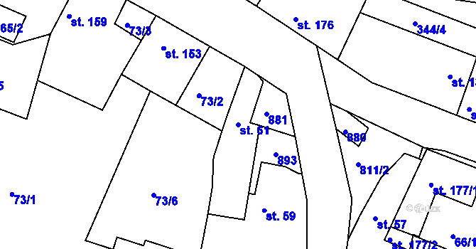 Parcela st. 61 v KÚ Telce, Katastrální mapa