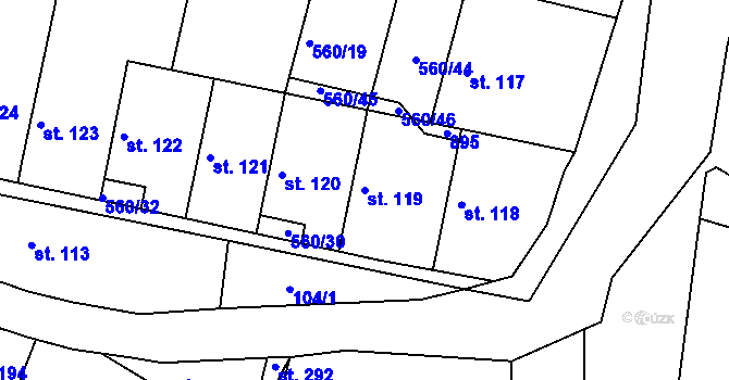 Parcela st. 119 v KÚ Telce, Katastrální mapa