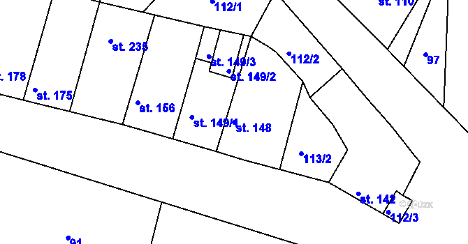 Parcela st. 148 v KÚ Telce, Katastrální mapa