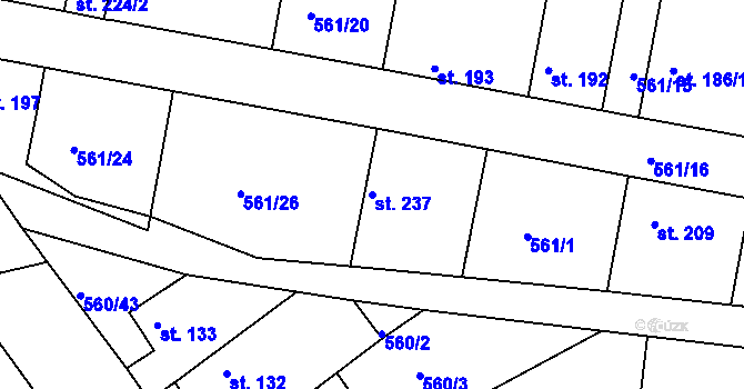 Parcela st. 237 v KÚ Telce, Katastrální mapa
