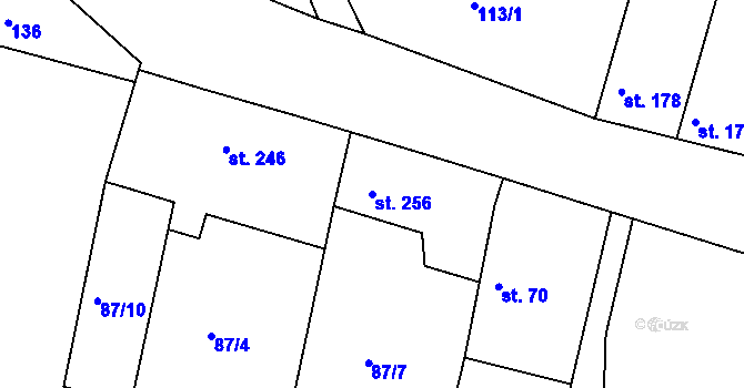 Parcela st. 256 v KÚ Telce, Katastrální mapa