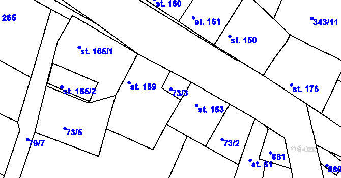 Parcela st. 73/3 v KÚ Telce, Katastrální mapa