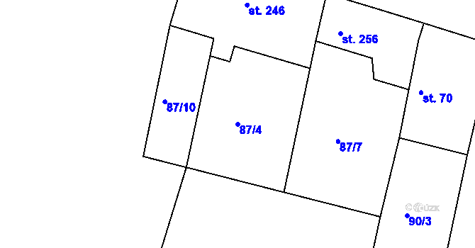 Parcela st. 87/4 v KÚ Telce, Katastrální mapa