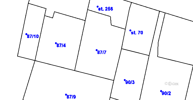 Parcela st. 87/7 v KÚ Telce, Katastrální mapa