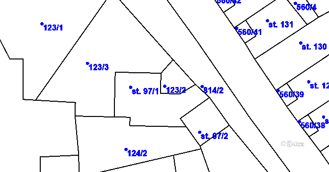 Parcela st. 123/2 v KÚ Telce, Katastrální mapa