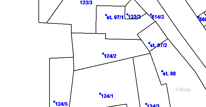 Parcela st. 124/2 v KÚ Telce, Katastrální mapa