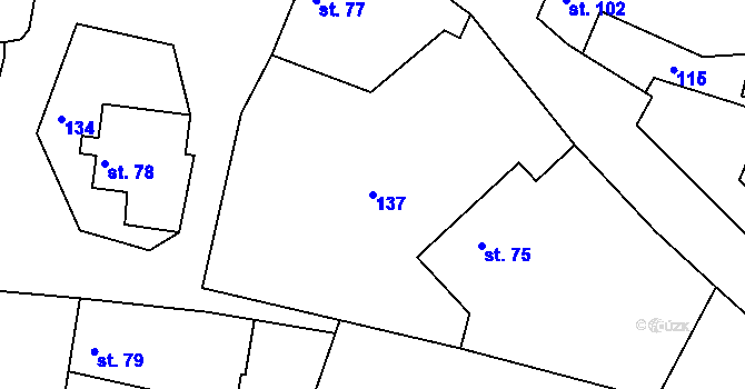 Parcela st. 137 v KÚ Telce, Katastrální mapa