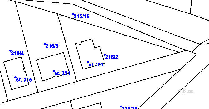 Parcela st. 216/2 v KÚ Telce, Katastrální mapa