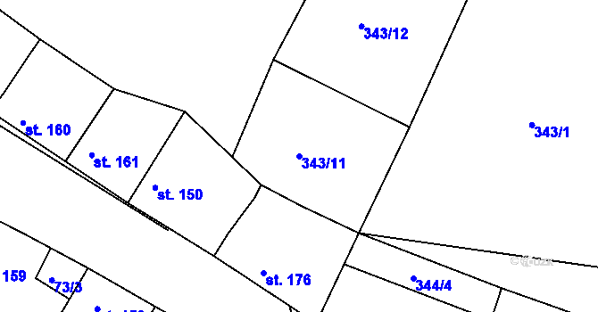 Parcela st. 343/11 v KÚ Telce, Katastrální mapa