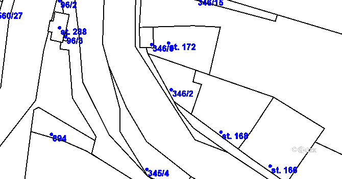 Parcela st. 346/2 v KÚ Telce, Katastrální mapa