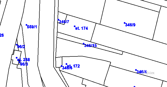 Parcela st. 346/15 v KÚ Telce, Katastrální mapa