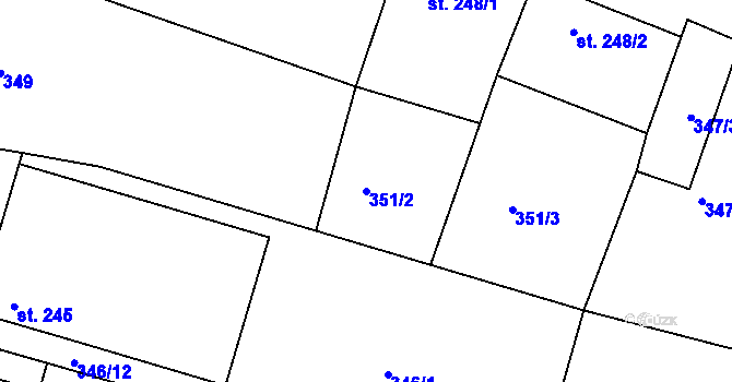 Parcela st. 351/2 v KÚ Telce, Katastrální mapa