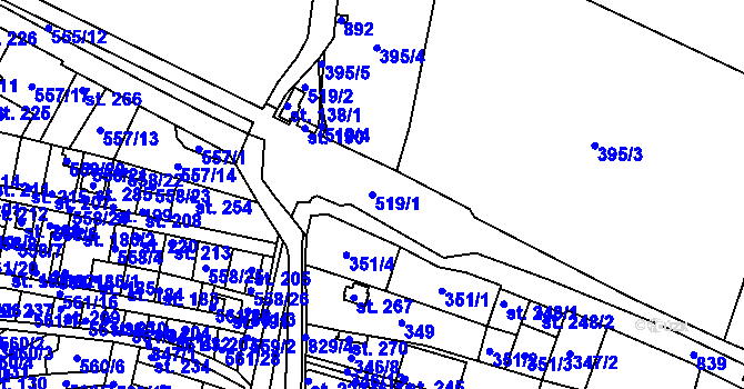 Parcela st. 519/1 v KÚ Telce, Katastrální mapa