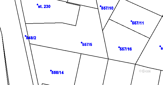Parcela st. 557/5 v KÚ Telce, Katastrální mapa