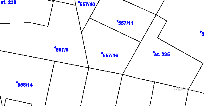 Parcela st. 557/16 v KÚ Telce, Katastrální mapa