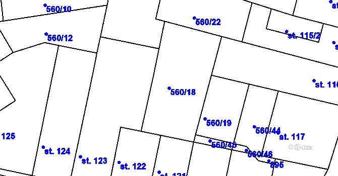 Parcela st. 560/18 v KÚ Telce, Katastrální mapa