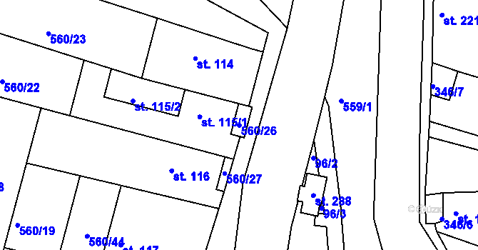 Parcela st. 560/26 v KÚ Telce, Katastrální mapa