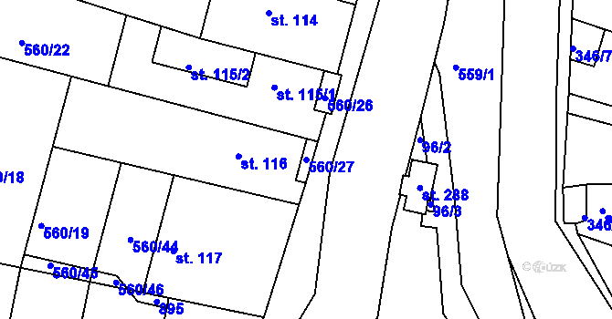 Parcela st. 560/27 v KÚ Telce, Katastrální mapa