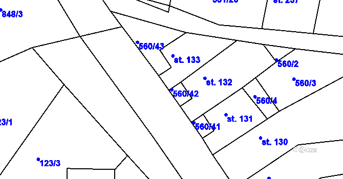Parcela st. 560/42 v KÚ Telce, Katastrální mapa