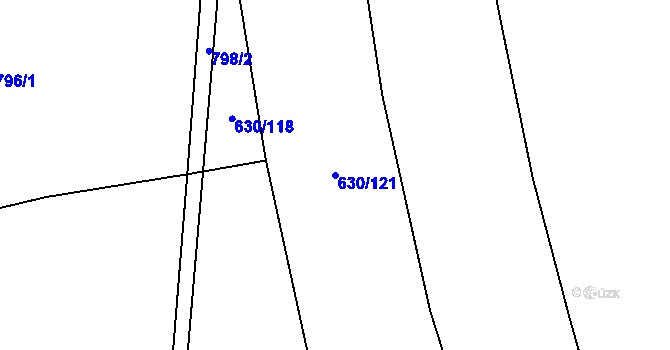 Parcela st. 630/121 v KÚ Telce, Katastrální mapa