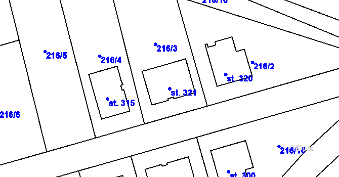 Parcela st. 321 v KÚ Telce, Katastrální mapa