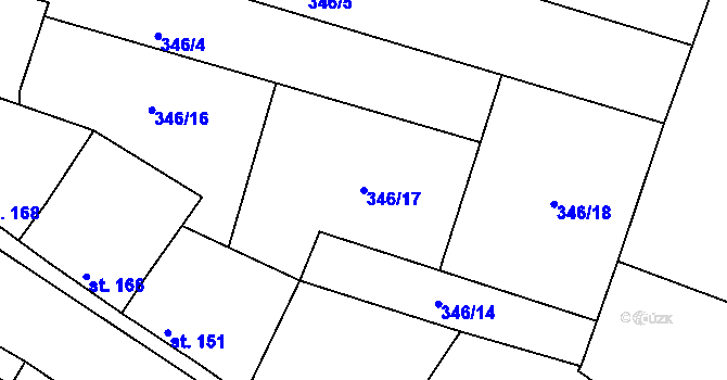 Parcela st. 346/17 v KÚ Telce, Katastrální mapa