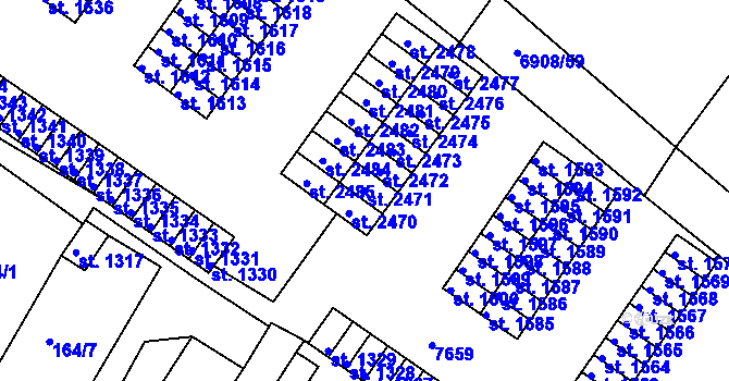 Parcela st. 2471 v KÚ Telč, Katastrální mapa
