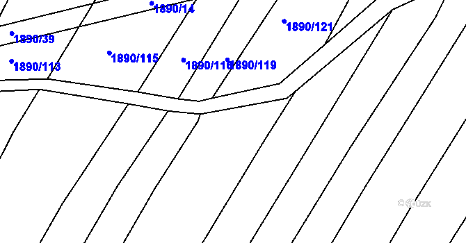 Parcela st. 2129/2 v KÚ Telč, Katastrální mapa