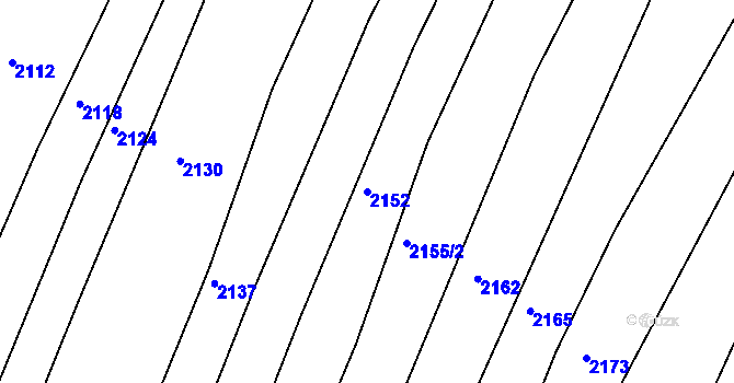 Parcela st. 2152 v KÚ Telč, Katastrální mapa