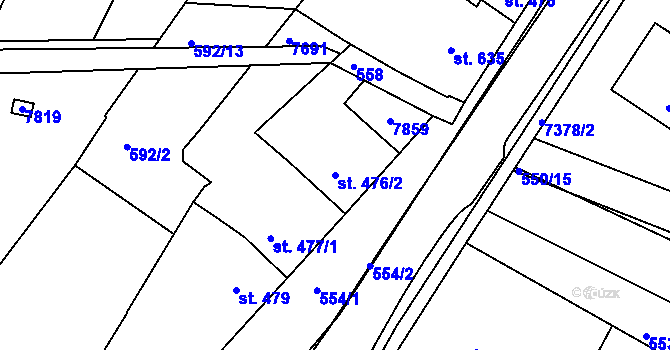 Parcela st. 476/2 v KÚ Telč, Katastrální mapa