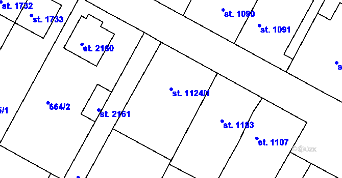 Parcela st. 1124/1 v KÚ Telč, Katastrální mapa