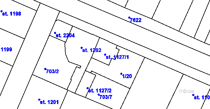 Parcela st. 1127/1 v KÚ Telč, Katastrální mapa