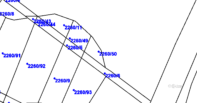 Parcela st. 2260/50 v KÚ Telč, Katastrální mapa